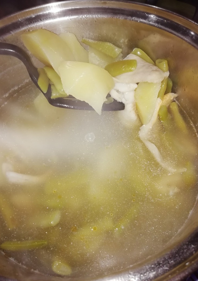 Una foto de Merluza, judías verdes y patatas #mi recetario