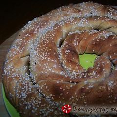 A picture of Strifti (spiral) cheese pie from Kozani.