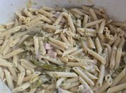 A picture of ham pasta