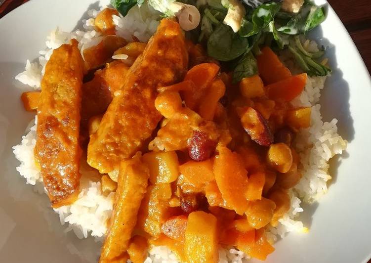 EMPFOHLEN! Wie man Vegetarisches Hähnchen mit Kichererbsencurry und Reis (vegan)