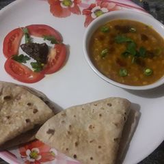 A picture of Chana ar lauki ki sabji with Roti simple and tasty.