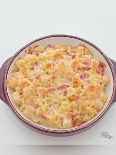 Une photo de Gratin de pâtes aux salsifis/bacon