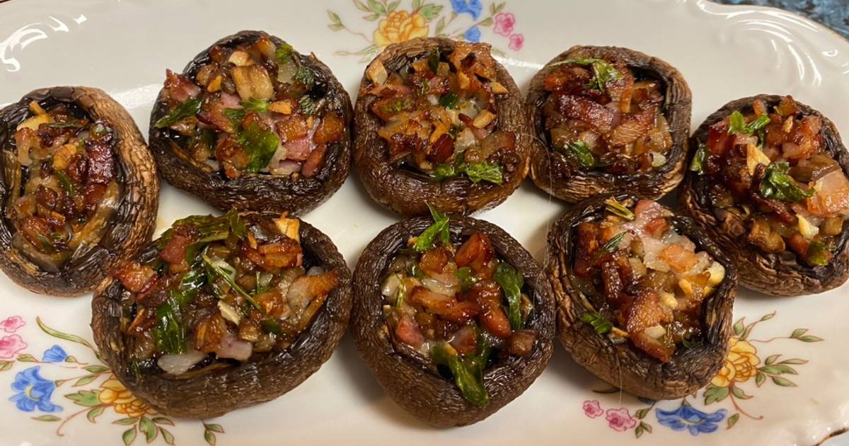 Champis Portobello rellenos de bacon en freidora de aire Receta de Mar