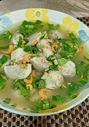 Hình của món Canh khoai sọ nấu tôm khô.