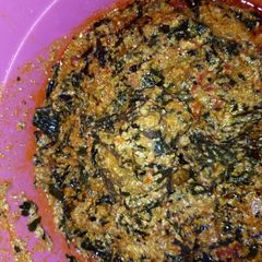 A picture of Ewugsi with bitter leaf.