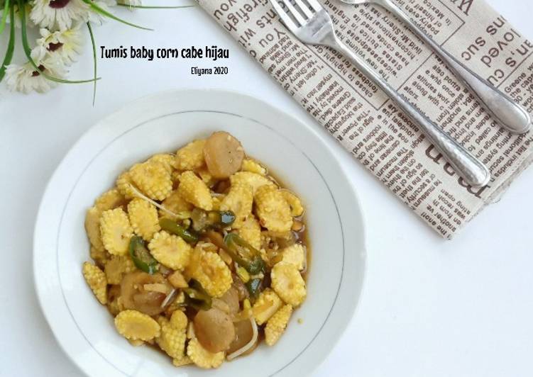 Tumis baby corn cabe hijau