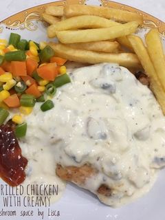 Foto resep Grilled chicken steak with creamy mushroom sauce