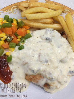 Foto resep Grilled chicken steak with creamy mushroom sauce