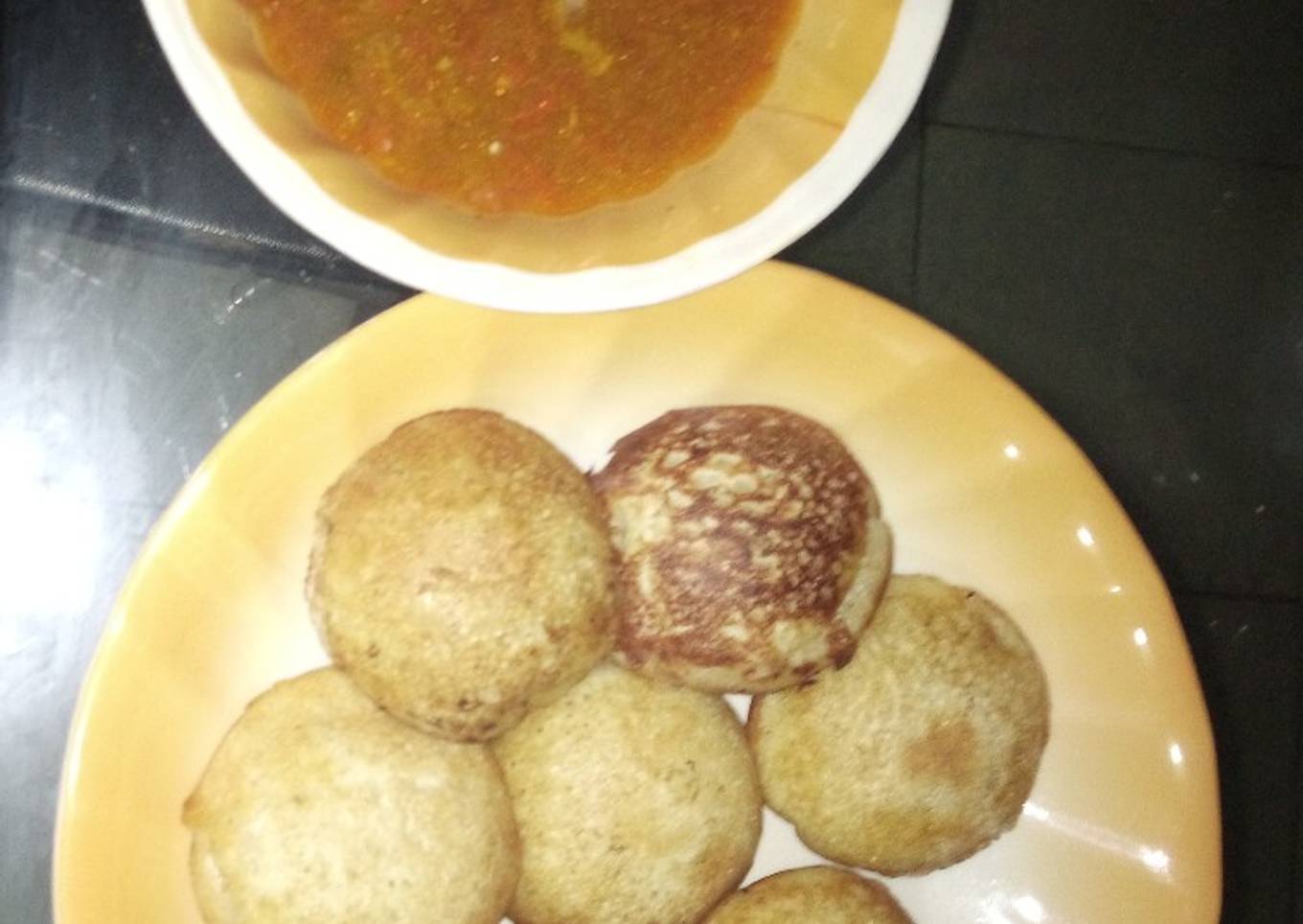 Semolina masa with chicken pepper soup