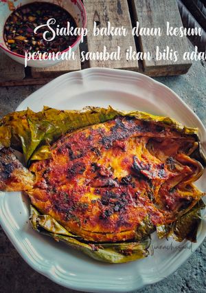 Gambar Siakap bakar daun kesum perencah sambal ikan bilis adabi