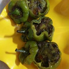 A picture of Shimla mirch potato stuffed.