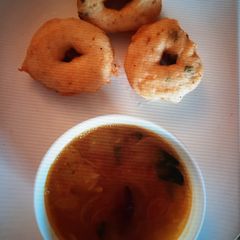 A picture of Sambhar Vada.
