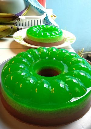 Foto resep Pudding lumut pandan coklat