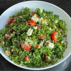 A picture of Vegan Tabbouleh Salad with feta cheese.