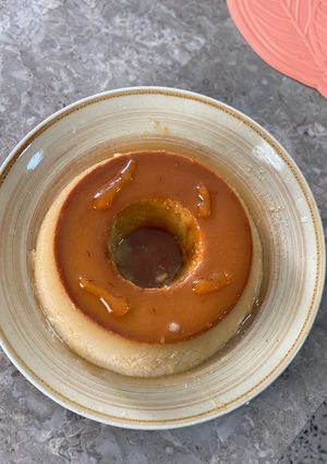 Una foto de Flan de queso