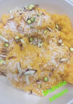 A picture of Zafrani halwa.