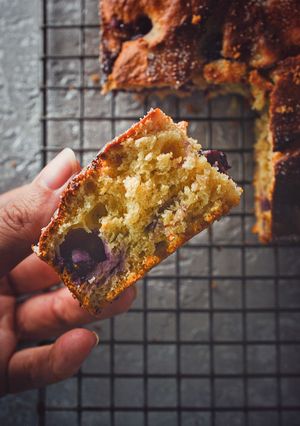 A picture of My Light & Fluffy Blueberry & Lemon Cake.
