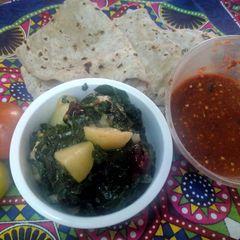 A picture of Aloo Palak Ki Bhujya.