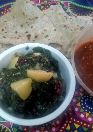 A picture of Aloo Palak Ki Bhujya.