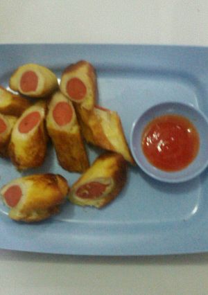 Foto resep Roti tawar isi sosis 😁😍😘