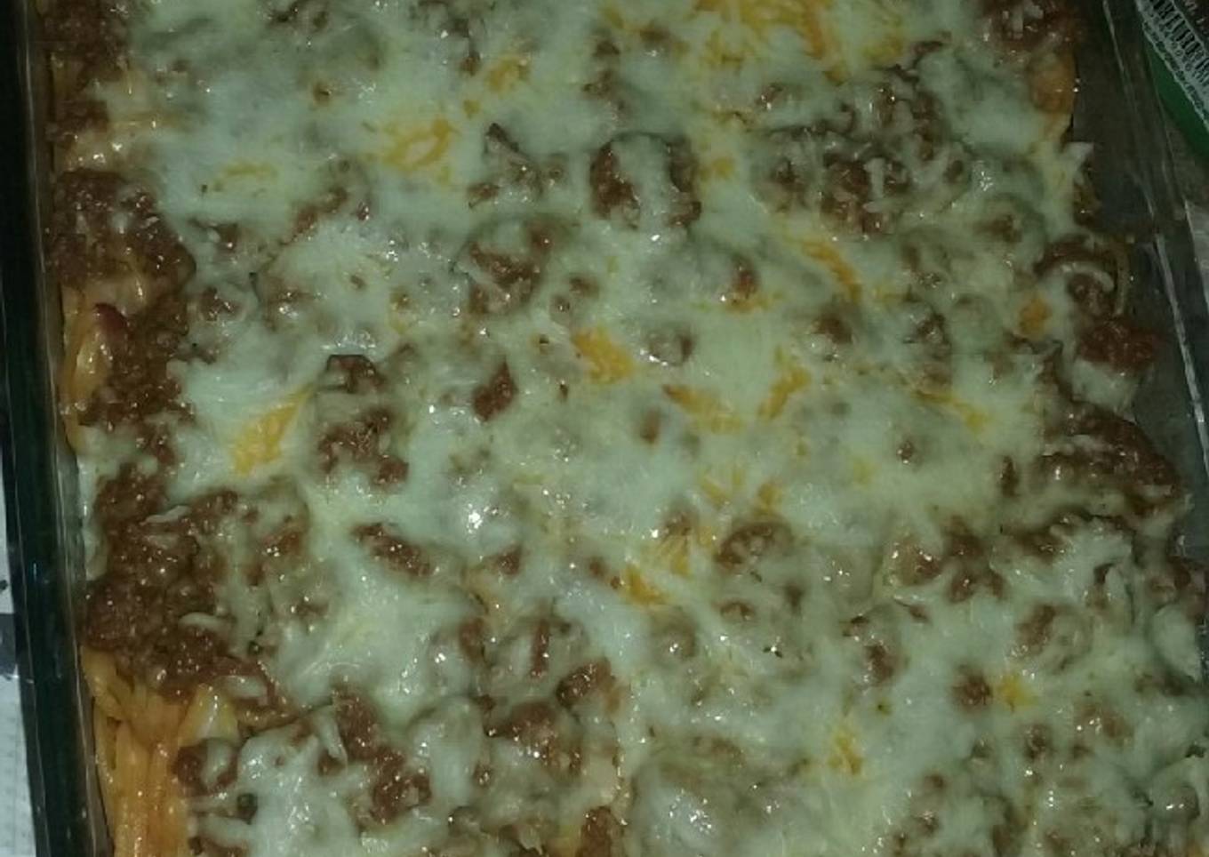 Espagueti al horno con carne molida