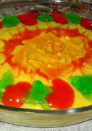 A picture of Jello Mango Trifle.