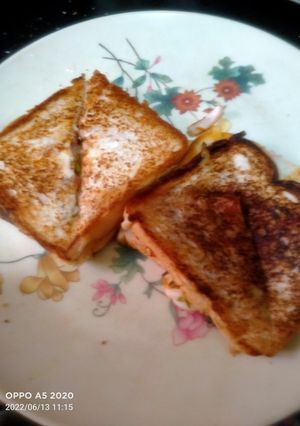 A picture of Onion tomato toast.