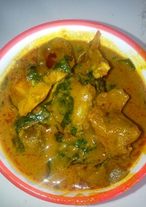 A picture of Scent leaf banga stew.