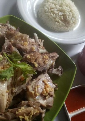 Foto resep Ayam Pek Cam Ke (ayam kampung rebus) dan Nasi Hainan