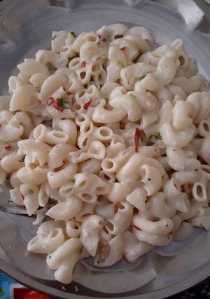 A picture of White sauce pasta.
