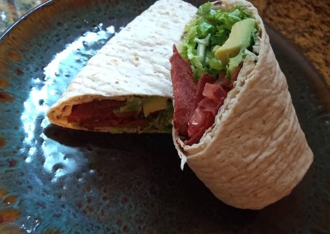 Simple Way to Make Mario Batali Bacon Avocado Caesar Wrap