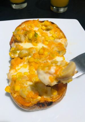 Una foto de Calabaza rellena vegetariana