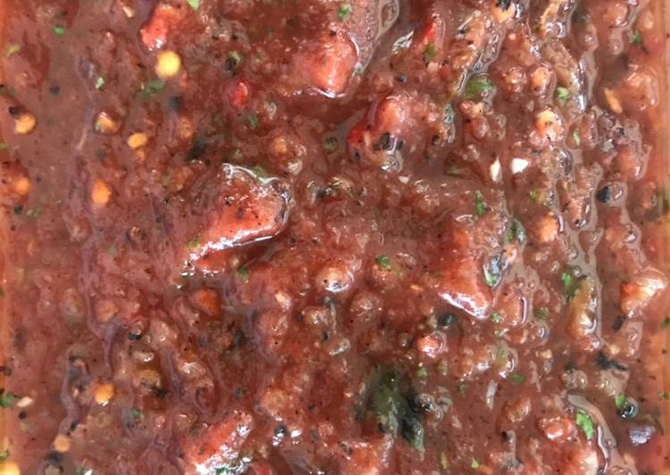 Simple Way to Make Delicious Fiery Roasted Habanero Salsa (HOT! 🌶)