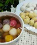天然著色五色湯圓