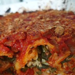 A picture of Vegan Spinach and 'Ricotta' Cannelloni.