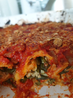 A picture of Vegan Spinach and 'Ricotta' Cannelloni.