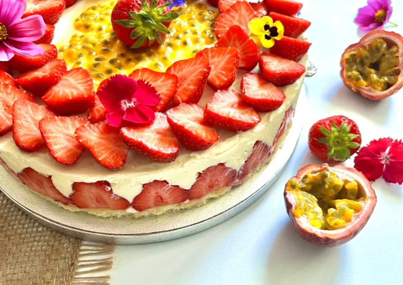 Fraisier revisité passion - chantilly mascarpone