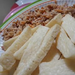 Fried yam and egg source A picture of Fried yam and egg source.