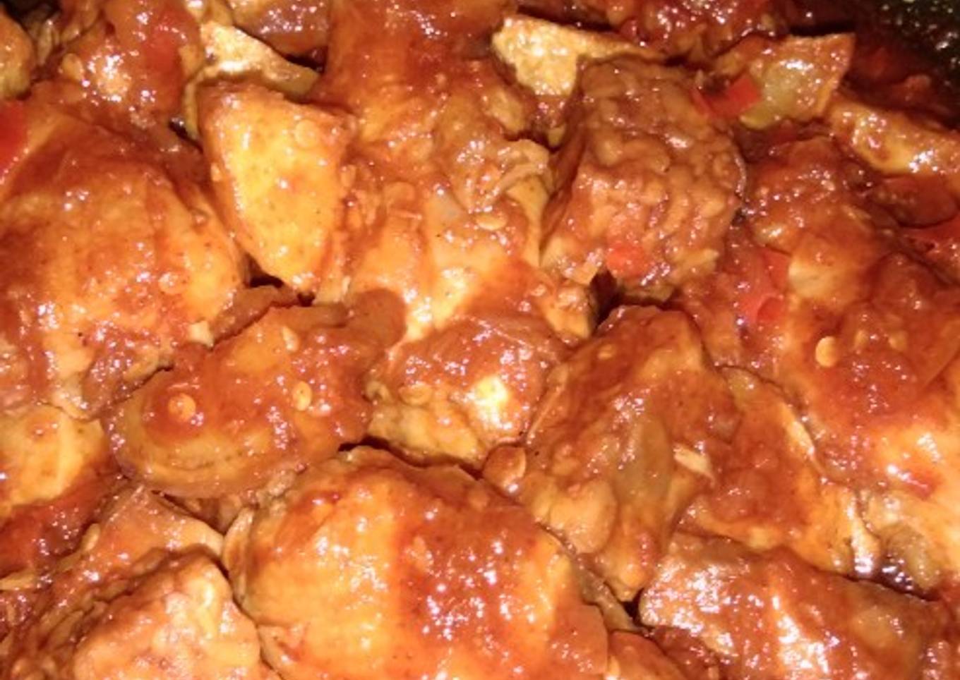 Balado ayam,kentang dan tempe