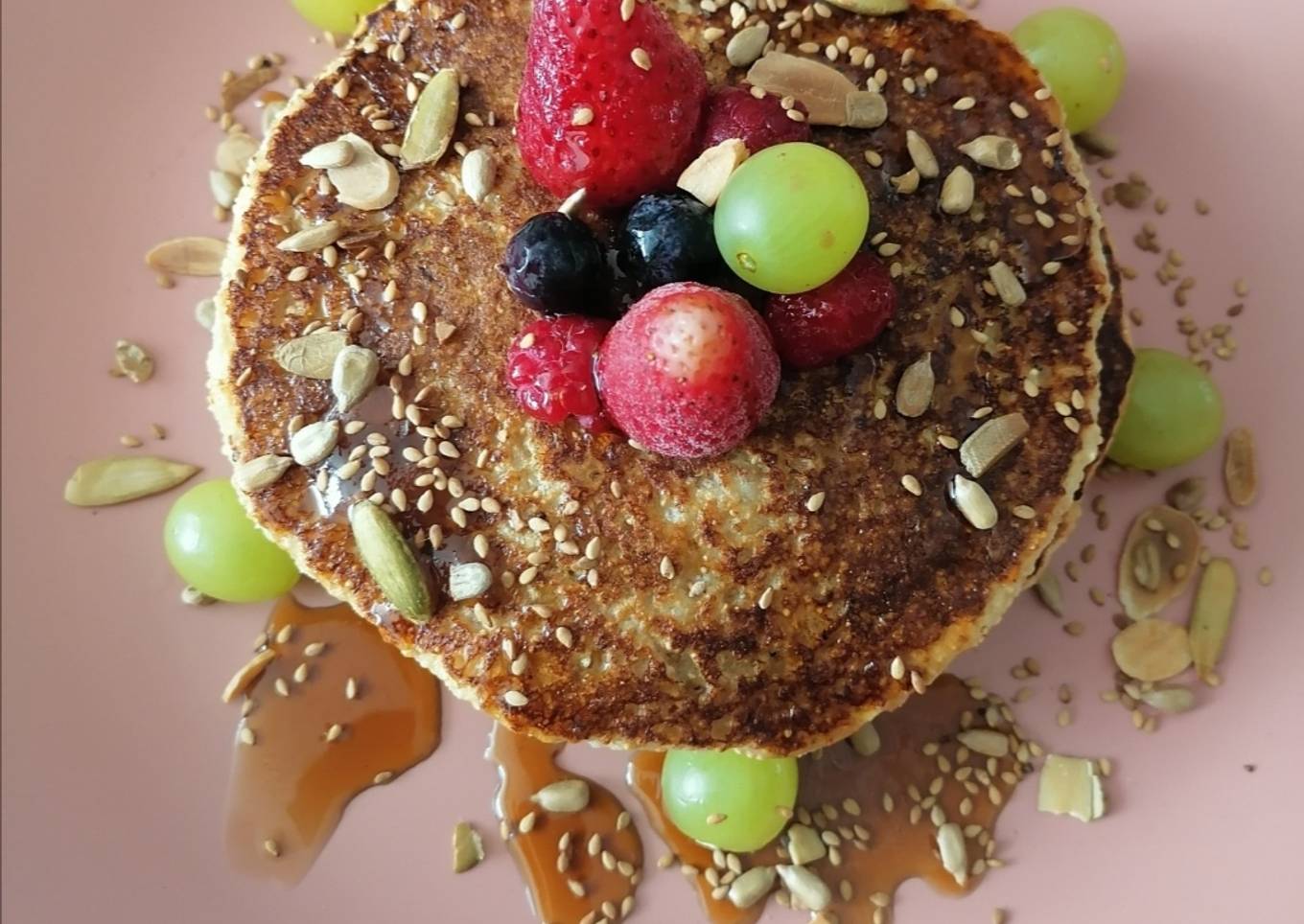 Hotcakes de amaranto, avena y manzana.🍎