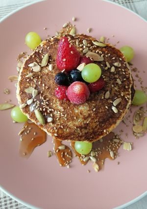 Una foto de Hotcakes de amaranto, avena y manzana.🍎