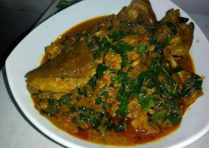 Recipe of Homemade Banga with cocoyam soup and assorted meat