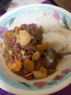 A picture of Stewed beans with rice.