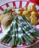 Whiting fillet with green beans and dressing