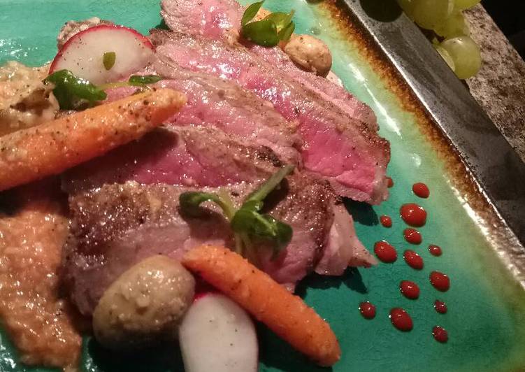 Step-by-Step Guide to Make Super Quick Homemade Stiploin steak with seasonal micro salad and horseradish sauce