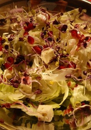 Une photo de CHOUDOU aux pousses de radis roses et croquant de grenade-pistaches