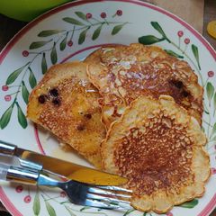 A picture of Vegan Coconut and Chocolate Chip Pancakes.