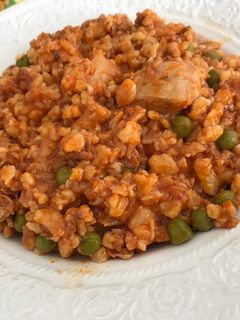 Tarhonyás hús zöldborsóval recept fotója