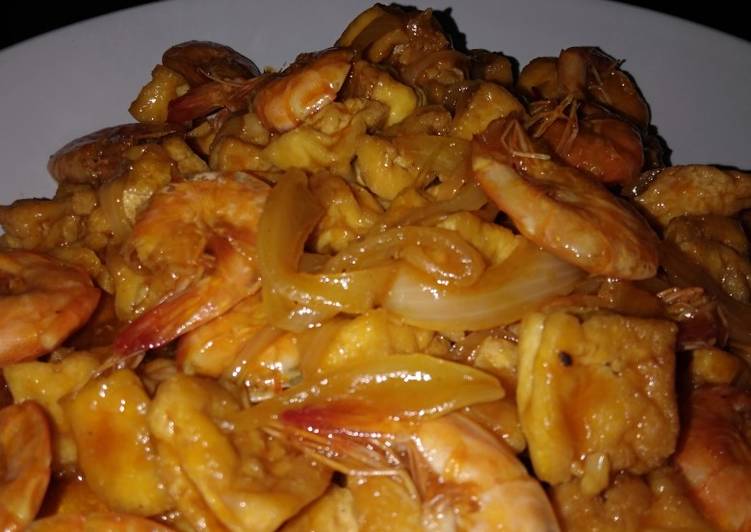 Udang tahu saos tiram