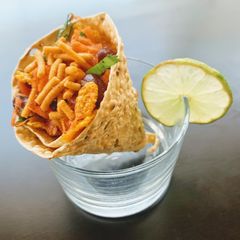 A picture of Papad Cone Chaat.
